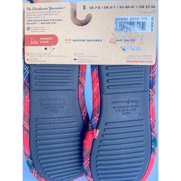 Dearfoams Men's Uncle Bear Clog Slippers In Red Plaid Size S (7-8) - Picture 4 of 5